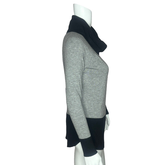 RAYA Sweater Womens XS‎ Gray Black Colorblock Cowl Neck Basic Neutral Minimalist - Picture 2 of 9